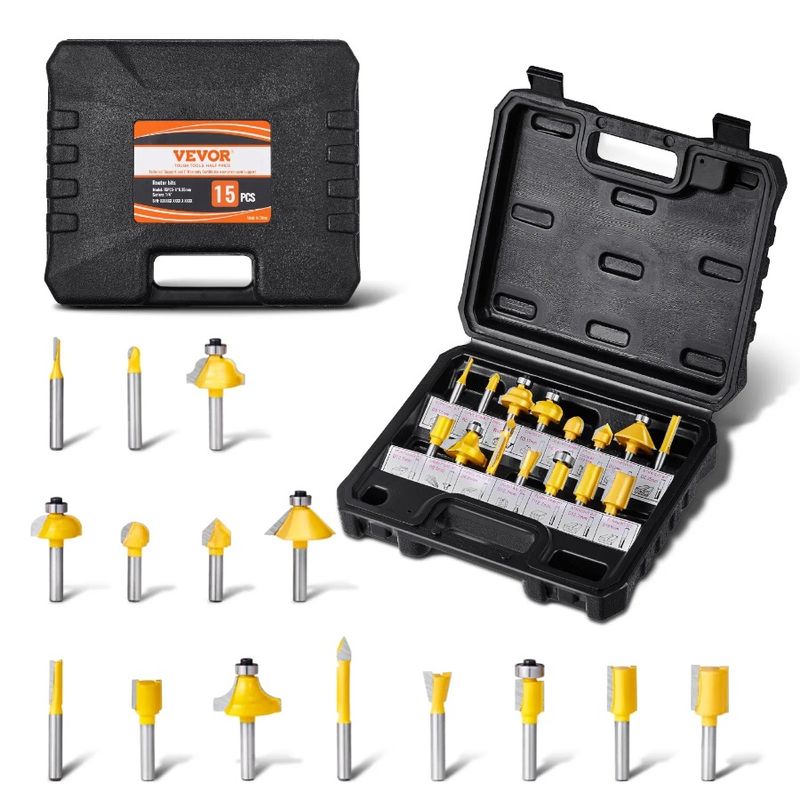 1 Bits Router 4 Bit Set Shank Router Pieces 15 Inch Carbide Carrying Case_voghion.com