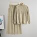 Zweiteiliges Set aus Strickpullover mit Halbrollkragen für Damen – Elegantes, lässiges Outfit aus Pullover und Hose mit Zopfmuster für Herbst und Winter (Khaki, Schwarz, Kaffee_voghion.com