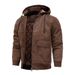 Herren Winter Bomberjacke – Verdickter PU-Leder Motorradmantel (S-4XL, Schwarz/Dunkelbraun, Winddicht & Wasserabweisend)_voghion.com