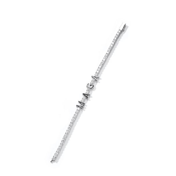 Women's Jewelry Simple English Letter Bracelet Copper Inlaid Zircon MAGA TRUMP Trendy Tennis Chain_voghion.com