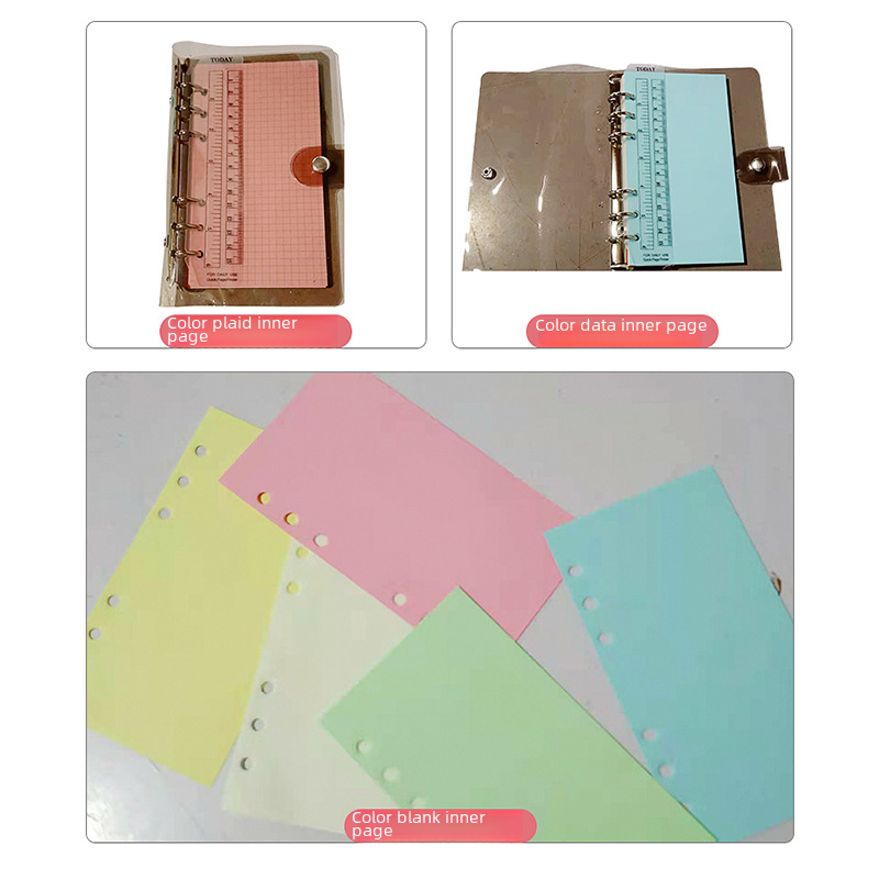 notatnik a5 z luźnymi kartkami na rdzeń Książka ręczna Kolorowy papier z luźnymi kartkami Nieprawidłowy tytuł Wewnętrzny rdzeń książki Wymienny rdzeń zamienny Strona wewnętrzna notatnika_voghion.com