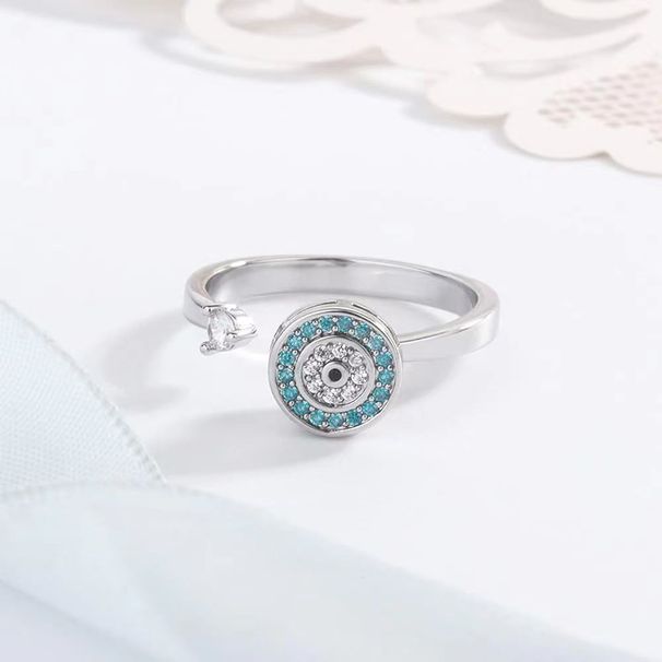 Anello rotante a corpo intero S puro Devil's Eye, anello in argento con apertura regolabile_voghion.com
