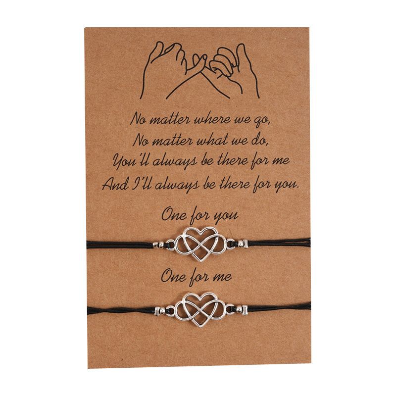 New Card Couple Creative Personality Alloy Love 8-character Wax Thread Woven Push-pull Bracelet Jewelry_voghion.com