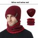 Autunno Inverno Nuovo Uomo Spesso e Sciarpa Esterno Foderato in Pile Caldo Protezione Orecchie Cappello Lavorato a Maglia Due Pezzi Set_voghion.com