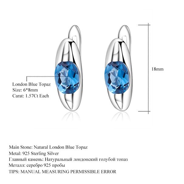 Mode Natürliche Stein Ohrringe Ohrringe Einfache Persönlichkeit S925 Silber Ohrringe Farbige Edelstein Topas Ohrringe_voghion.com