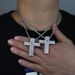Collana con ciondolo a croce da uomo alla moda con cuore e zircone, catena in argento da 61 cm, gioielli hip hop alla moda, collana con ciondolo a croce e zircone_voghion.com