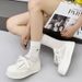 6Cm Thick Half Support White Women In The Summer Of 2025, New Lace Up Soft Sole Height Increasing Board Shoes For_voghion.com