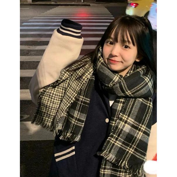 Klassikaline Briti punase ruuduga kašmiir naistele sügiseks ja talveks, Korea versioon, mitmekülgne kahepoolne_voghion.com