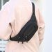 Riñonera de gran capacidad con múltiples bolsillos y cremallera suave, color negro, impermeable, para viajes y compras._voghion.com
