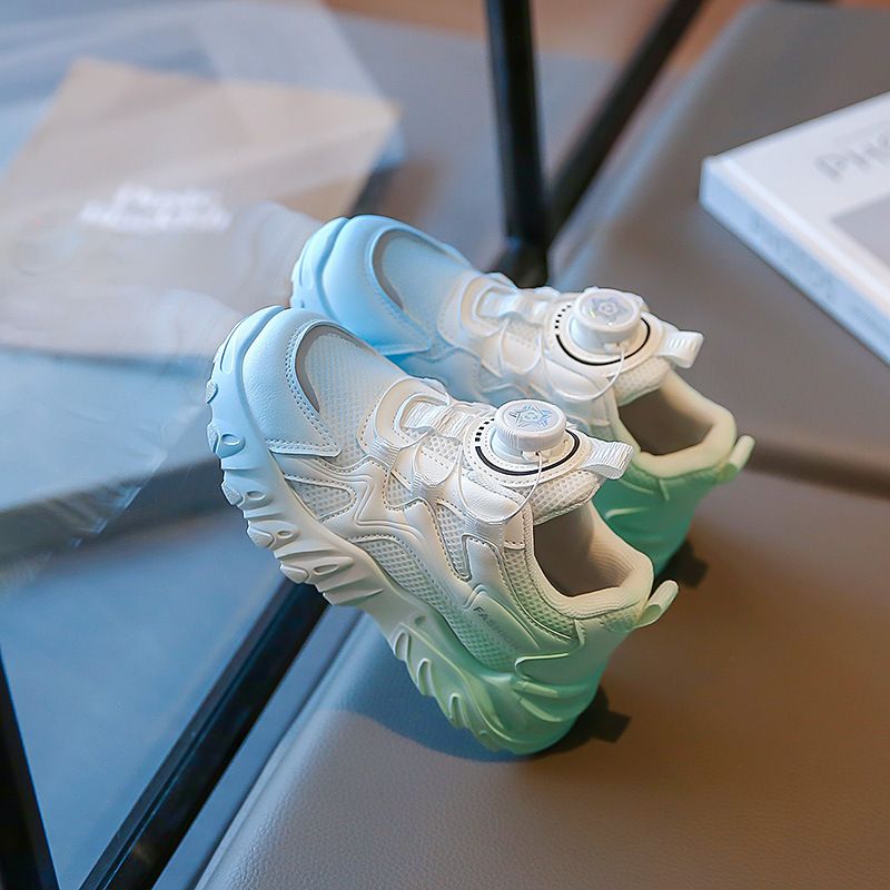 Kids' Shoes Girls' Sports Shoes Summer New Children's White Shoes Rotating Button Ultra Thin Mesh Breathable Single Mesh Shoes_voghion.com