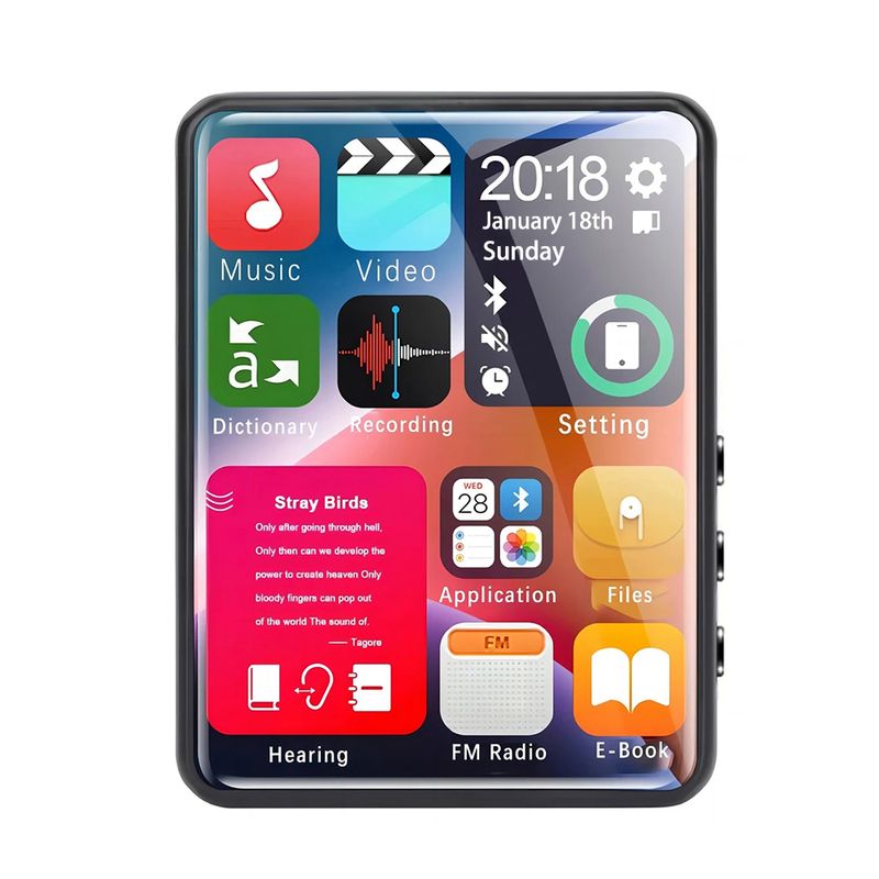 2.4 Inch Full Screen Touch Mp3 Player With 4GB Memory Bluetooth Mp4 Player With Built-In Speaker With E-book FM Radio Video_voghion.com