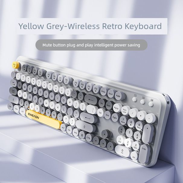 Prewalker Retro Cute Wireless Keyboard A Set Notizbuch Büro Gutt ausgesinn Ronn Deeler Girl Student Key Mouse_voghion.com