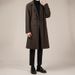 Langer Trenchcoat aus Wollmischung für Herren – Übergroßer zweireihiger Mantel mit Revers (M-XXXL, Schwarz/Braun)_voghion.com