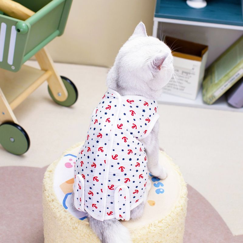 Cat postpartum clothing, spring and summer surgery weaning suit, 24 sailor cat sterilization suit_voghion.com