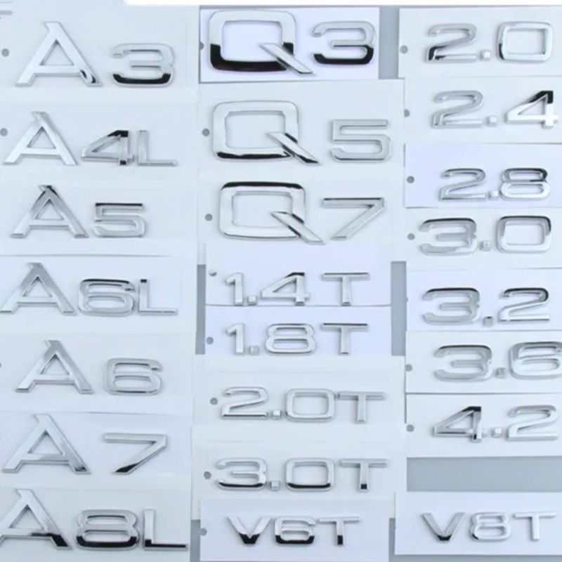 Black/Silver Car Rear Trunk Letter A1 A3 A4 A5 A6 A7 A8 Q3 Q2 Q5 Q7 Emblem Badge Logo Decal Sticker For A Q GT TT_voghion.com