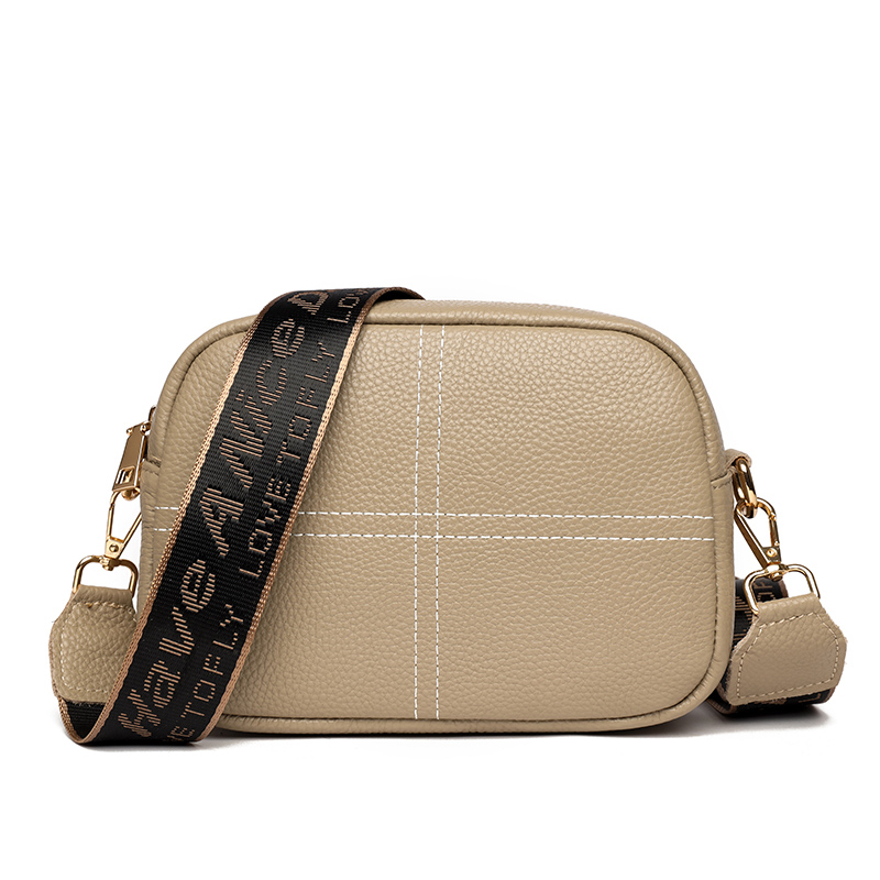 Handväska i äkta läder Klassiskt mode Kvinnlig Axelväska Crossbody Väska Breda remmar Kvinnor 2023 Trend Enkel Kohudsväska_voghion.com
