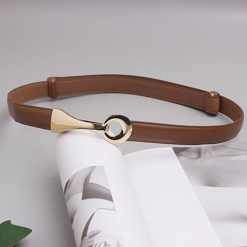 Matte black belt for women with skirt waistband and versatile metal hook buckle for women with coat girdle_voghion.com