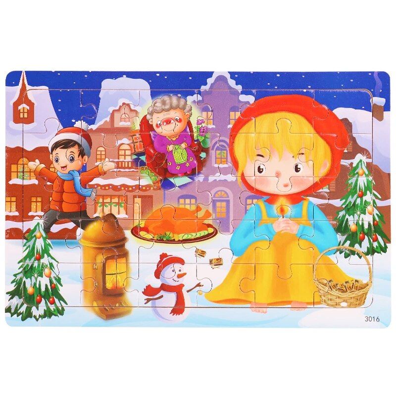 30 Pieces Wooden Jigsaw Puzzle Kids Cartoon Animal Vehicle Puzzles Games Baby Early Learning Educational Toys For Children_voghion.com