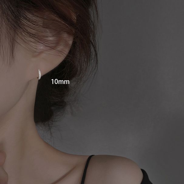 High-End Sense Hoop S Silver Needle Shiny Light Luxury Ear Buckle Temperament Trendy Women's Sweet Inlaid Diamond Circle_voghion.com