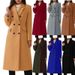 Women's Plus Size Long Wool Coat Winter Trench Coat With Double Breasted Buttons A-Line Overcoat For Ladies_voghion.com