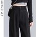 Dámské oblečení, kalhoty ve tvaru hrušky, dámské, železné, jarní, podzimní, ležérní, rovné kalhoty, černé, oblekové, kalhoty, letní, široké nohavice_voghion.com
