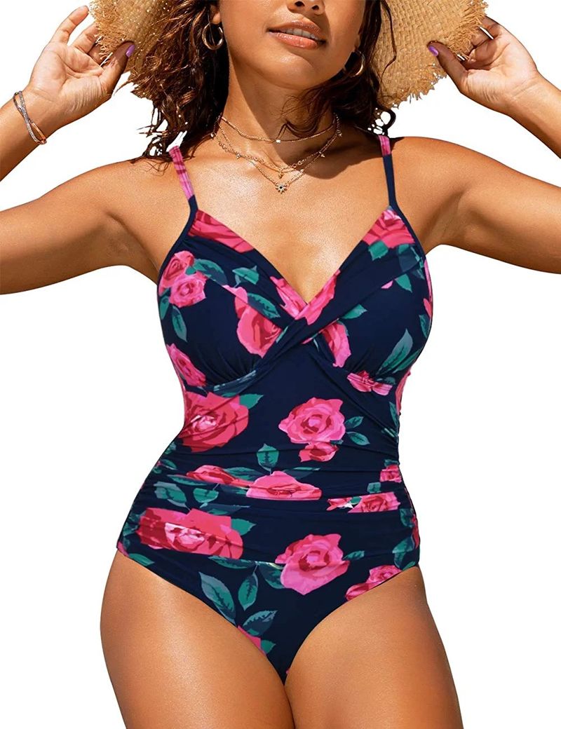 Dametøj Badedragt Sexet ensfarvet krydsplisseret stram One Piece Bikini_voghion.com
