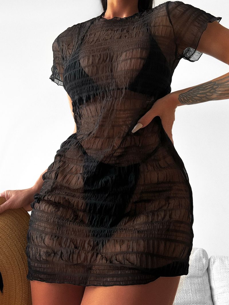  Women's split solid color swimsuit explosive swimsuit with black_voghion.com