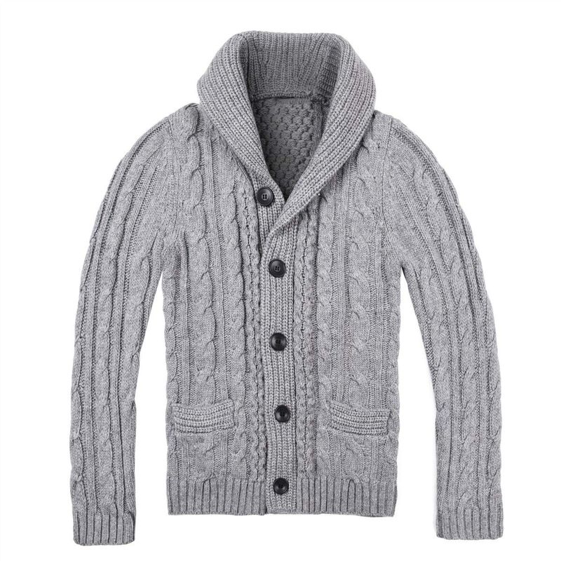 Herren-Pullover-Mantel, einreihiges Cardigan-Pullover mit Tasche_voghion.com