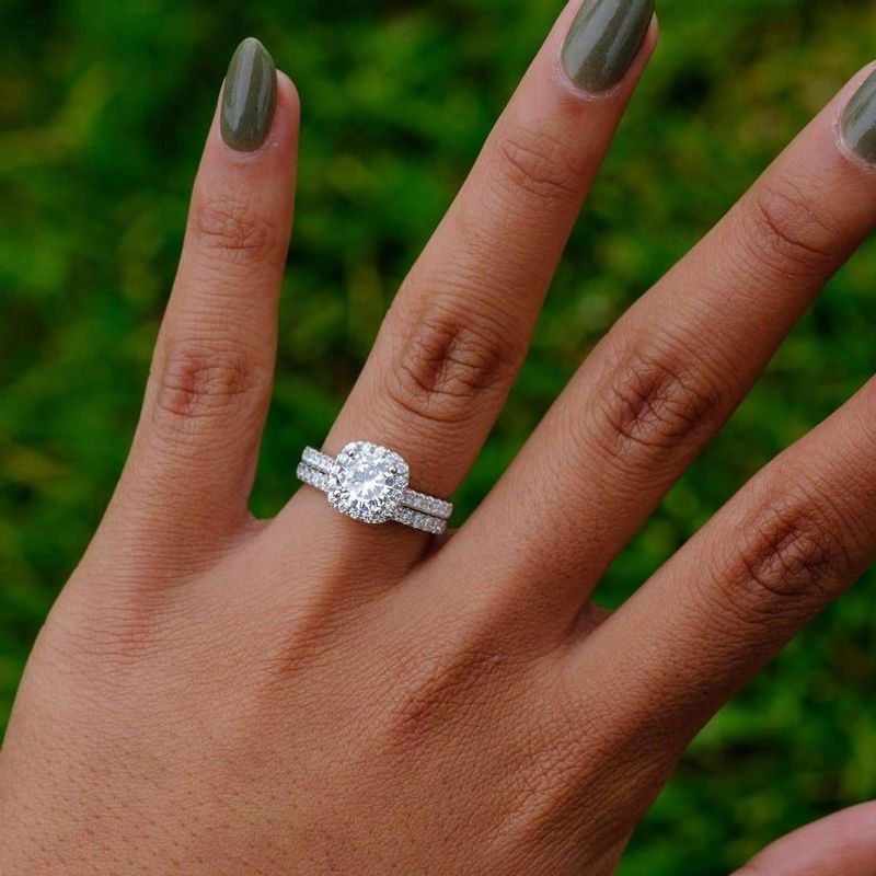 Bague en diamant moissanite d'un carat pour femme, en argent sterling, bague de couple en or, demande en mariage, cadeau d'anniversaire_voghion.com