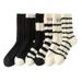 Neue Wintersocken aus australischem Samt mit mittlerer Schlauchlänge, dicke und warme Bodensocken für Damen, schwarz-weiß gestreifte Florsocken, Handtuchsocken_voghion.com