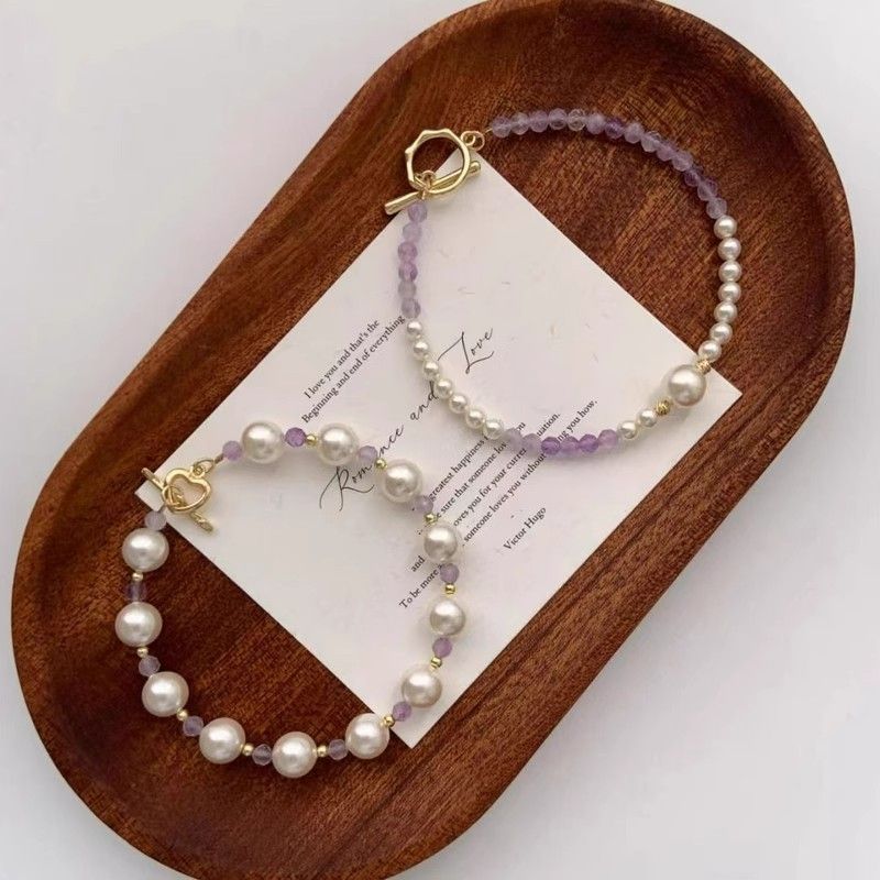 High-Value French Lavender Amethyst Pearl Bracelet For Women, Elegant And Luxurious Sweet Beaded Jewelry_voghion.com