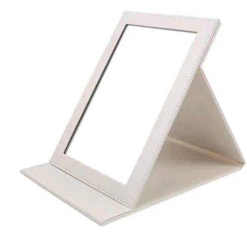 Espelho de maquiagem dobrável em couro sintético com glitter e strass – Espelho de maquiagem portátil para mesa e viagem para mulheres, dormitório, presente_voghion.com