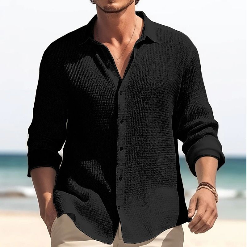 [ComfortLuxe] Plus Size Men's Shirt - Soft Long Sleeve | Home & Casual Wear_voghion.com