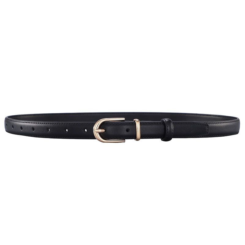 Ceinture à boucle d'aiguille pour femmes, nouvelle collection, en cuir de vache pur, polyvalente, Simple, en Denim, pour robe de costume, sélection de ceinture_voghion.com