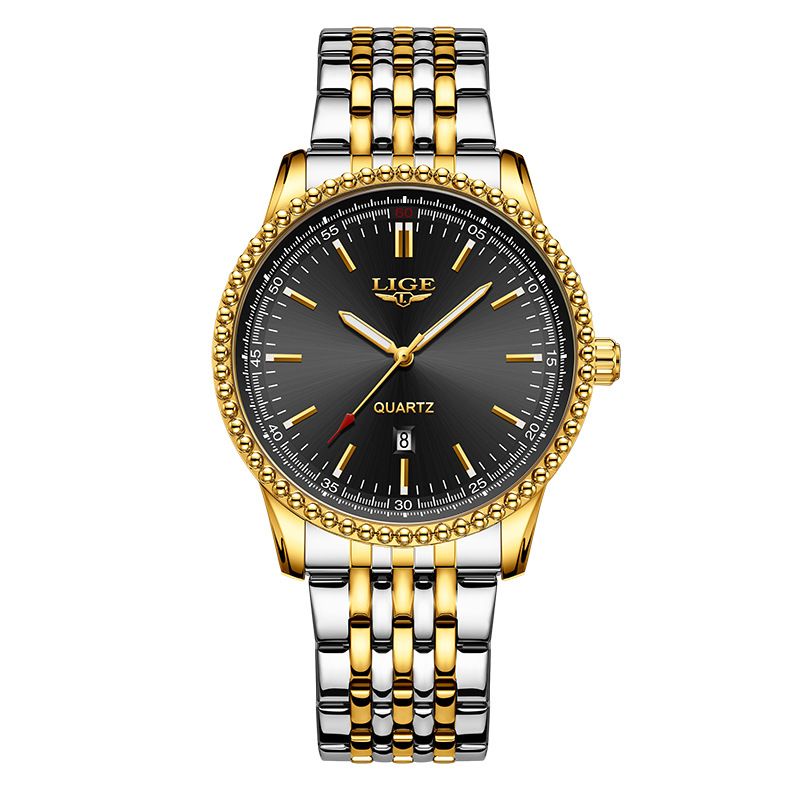 Men's Stainless Steel Quartz Watch With Date Display, Water Resistant, Luminous Hands, And Business Casual Style Calendar Business Watch_voghion.com