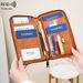 RFID Blocking Travel Wallet With Zipper - Slim Passport Holder Multi-Functional Credit Card Organizer, Waterproof & Anti-Theft Document Pouch_voghion.com