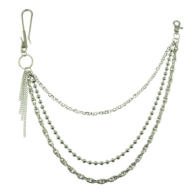 Trendy Punk Gold Three-layer Nightclub Trampoline Decoration Jeans Pendant Pants Waist Chain_voghion.com