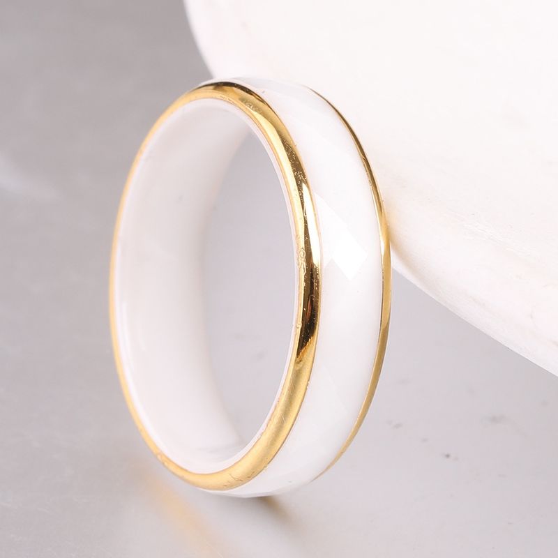 Internaute même Style personnalité Simple largeur 6mm or acier inoxydable diamant coupe noir et blanc bague en céramique Couple_voghion.com
