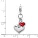 Amore La Vita Sterling Silver Rhodium-plated Polished 3-D Red Enameled Double Heart Charm With Fancy Lobster Clasp_voghion.com