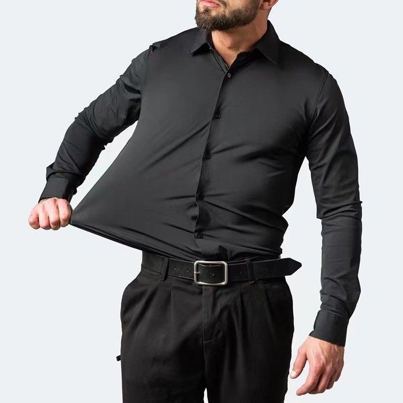Camicia da uomo a maniche lunghe elasticizzata a quattro lati, senza stiratura, mercerizzata, verticale, senza stiratura, da uomo_voghion.com