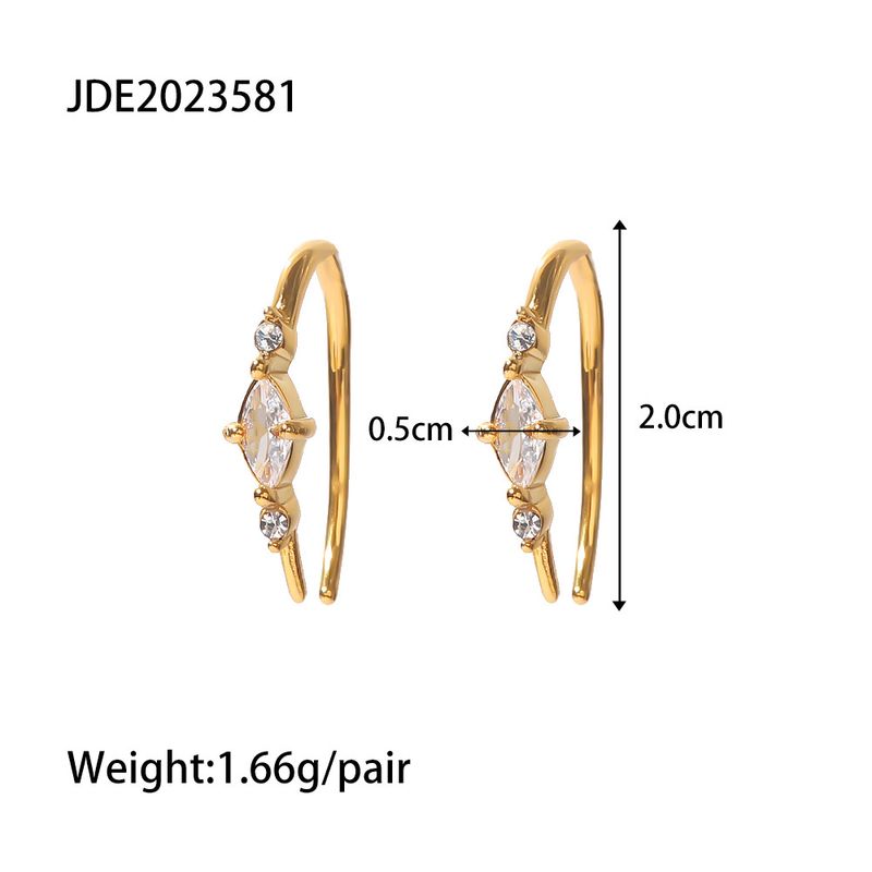 Chaopai Geometric Earrings Instagram Gold Plated Stainless Steel Set with Zircon Oval Earstuds Style Jewelry_voghion.com
