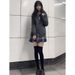 Autumn college style dark gray JK uniform jacket knitted sweater cardigan long sleeved top soft girl set_voghion.com