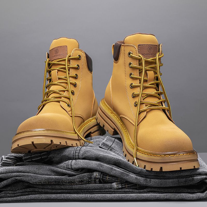 Nieuwe Britse Martin Veterschoenen PU Leren Herenschoenen Trendy Hoge Top Casual Sneeuwlaarzen Verdikt_voghion.com