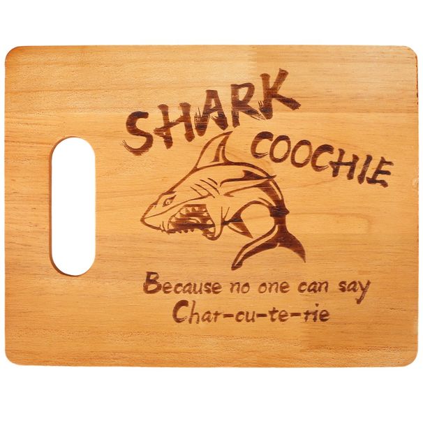 Charcuterie Board Wooden Engraved Smooth Cutting Board Portable Easy To Clean Funny Shark Coochie Board Meat and Cheese Board_voghion.com