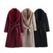 Eleganter Wollmischmantel mit Gürtel und Kunstpelzkragen – Stilvoller, langer Trenchcoat für Damen in Schwarz, Khaki und Rot (XS-L)_voghion.com
