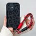 Custodia per telefono con cordino a catena da polso per iPhone 16 Pro Max Plus con motivo leopardato, morbida in TPU, antiurto_voghion.com