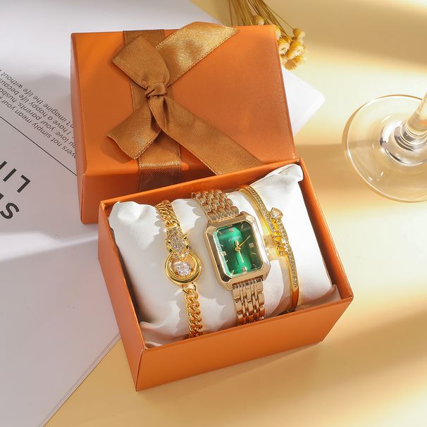 Damenuhr und Schmuckset, Damen-Vintage-Stahlbanduhr, modisches Quarzuhr-Armband-Geschenkset_voghion.com