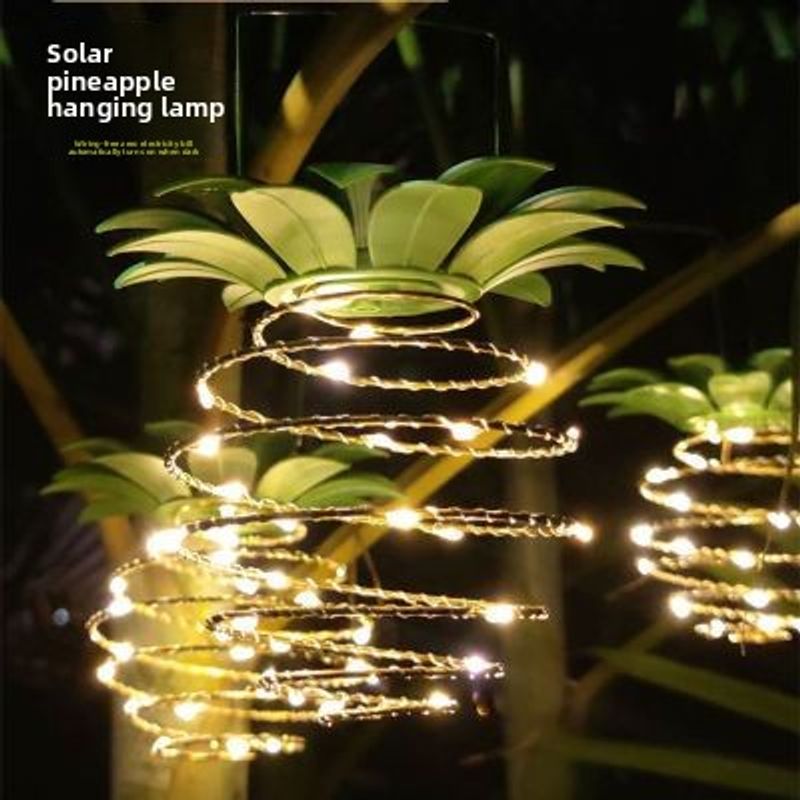 Lampe solaire décorative en forme d'ananas, luminaire décoratif d'extérieur, idéal pour une cour, un balcon ou une ambiance nocturne_voghion.com