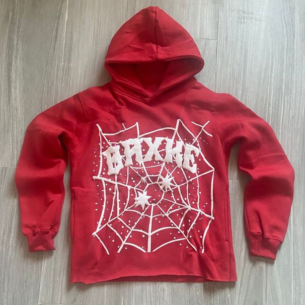 Felpa con cappuccio hip-hop casual Y2K con stampa in schiuma di lettere e ragnatela di marca trendy autunno e inverno_voghion.com