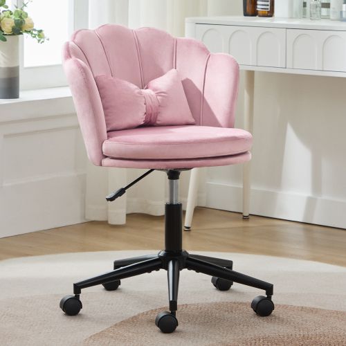 Design moderno: Ankleidestuhl, Bürostuhl, Blütenblattförmige Rückenlehne, Schmetterlingsförmiges Lendenkissen, Höhenverstellbar, Weiches Sitzkissen.Geeignet Für Wohnzimmer, Schlafzimmer, Büro Usw._voghion.com